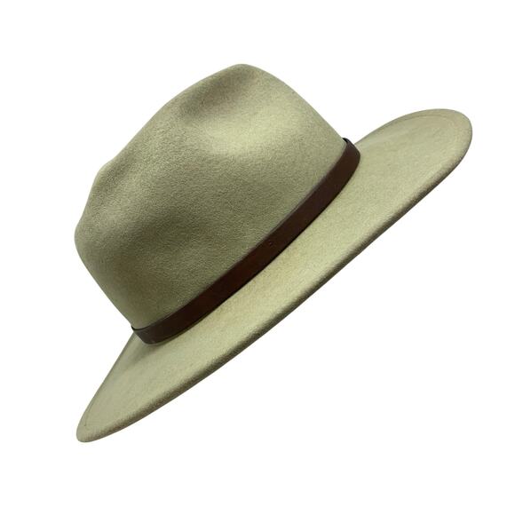 Minnetonka Wool Lite Felt Western Style Fedora Hat Tan Leather Band Size Medium - Picture 1 of 9